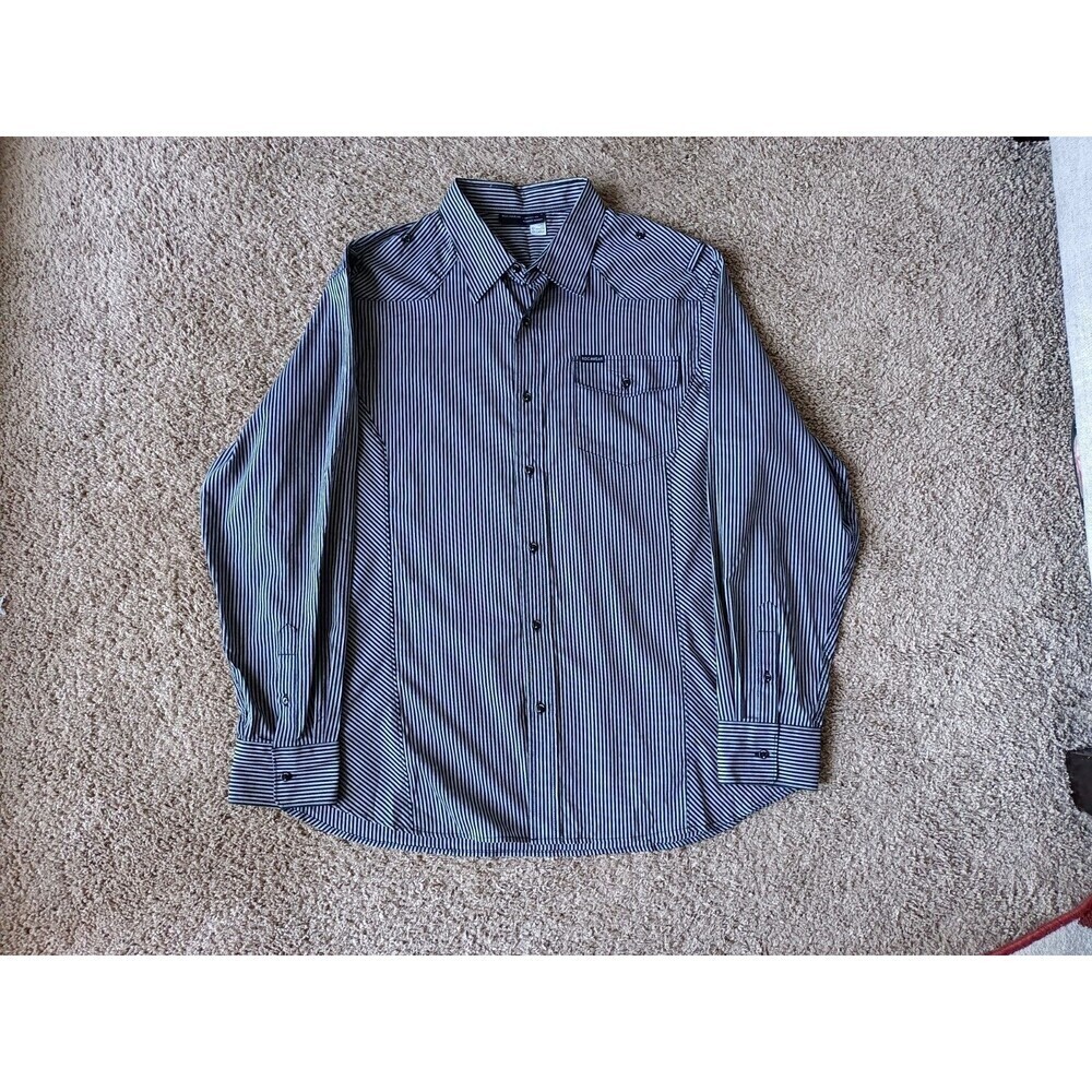 Rocawear Shirt Mens XXL Black Striped Long Sleeve Baggy Y2K Hip Hop